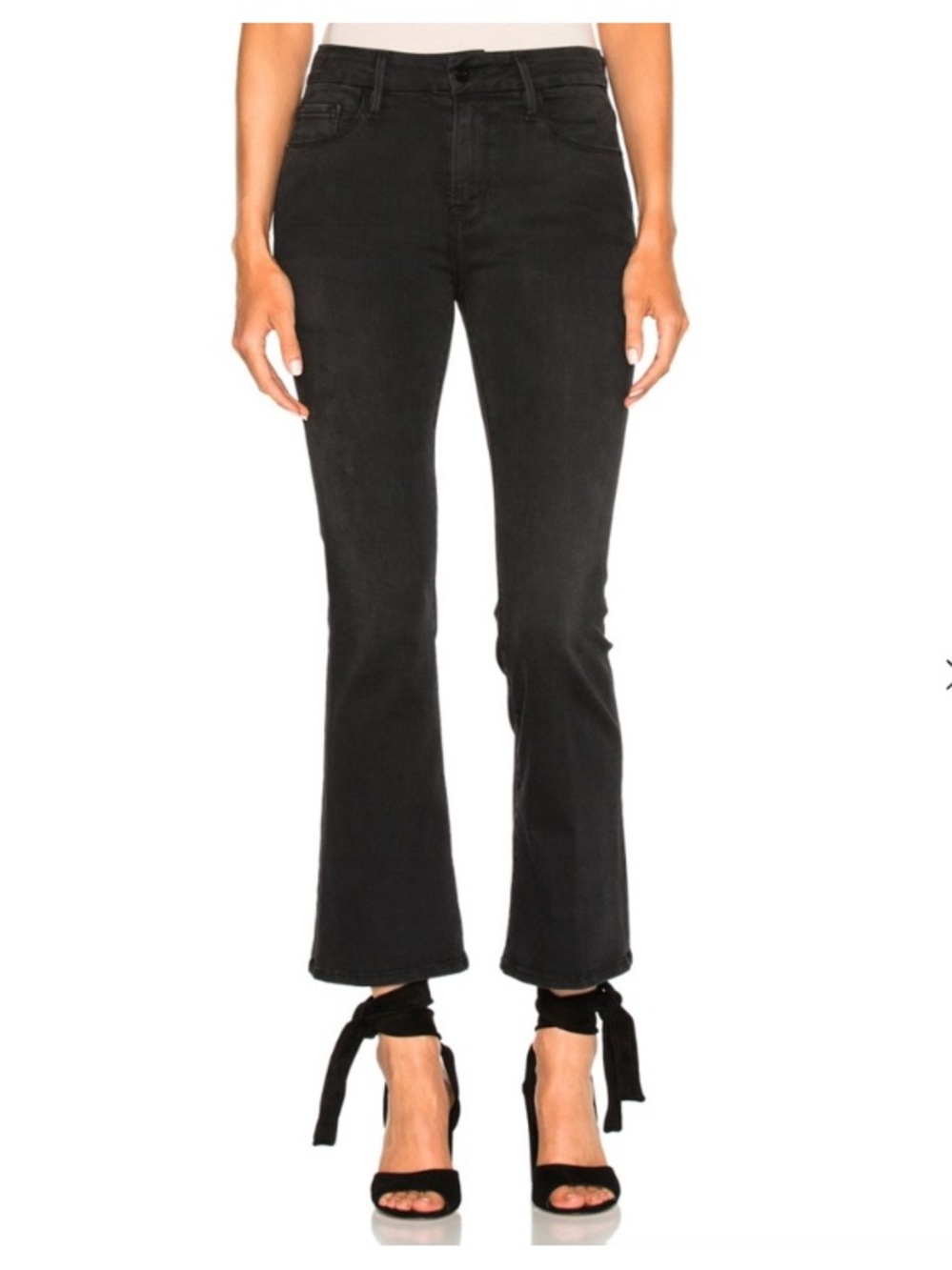 Frame Crop Denim Black Wide-Leg Jeans